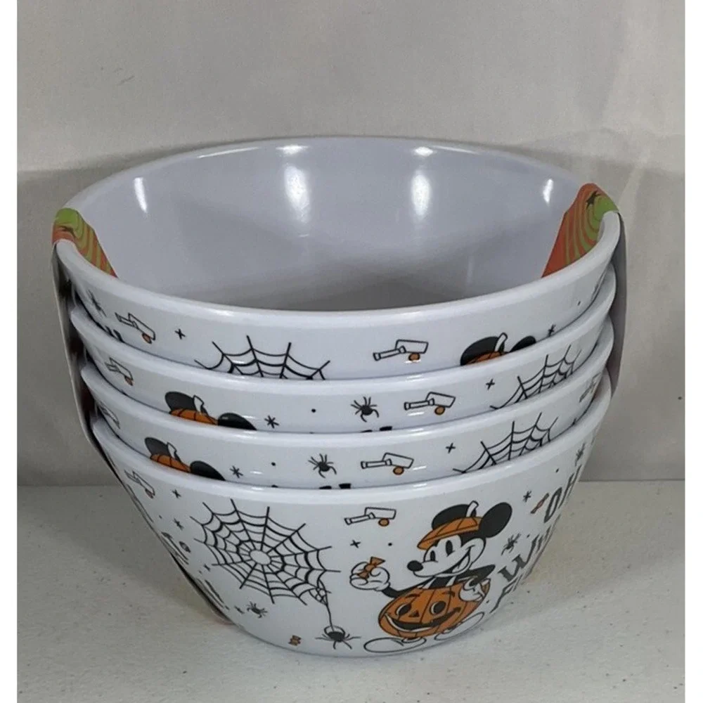 Disney Halloween Mickey Mouse Oh What Fun Set Of 4 Melamine Cereal Bowls